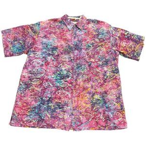 VINTAGE Islands Republic‎ Button-Down Multi-Color Casual Shirt Tie-Dye | Y1